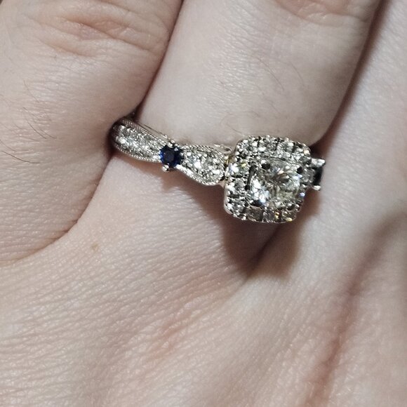 14K Vera Wang White Gold Diamond Sapphire Engagement Ring .69TCW 4.5G Size 6.5 - Picture 4 of 13